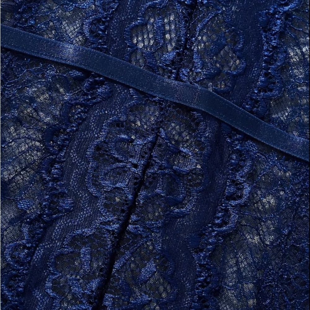 Elegant Navy Lace Bodysuit - Picture 6 of 6